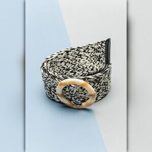 A255-A • Marble Buckle Woven Stretch Waist Belt
